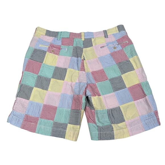 Polo Ralph Lauren Prospect Short Mens 34 Multicolor Striped Seersucker Patchwork - Picture 2 of 8